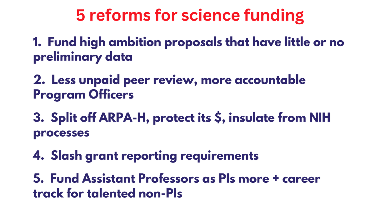 List of 5 reforms to improve the NIH and NSF